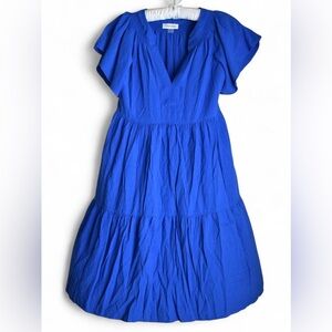 Calvin Klein Textured Tiered Minidress Blue